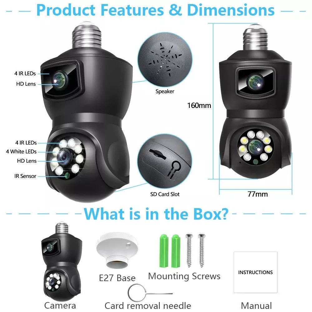 EYESEC ES04 Indoor E27 Bulb Dual Lens Camera