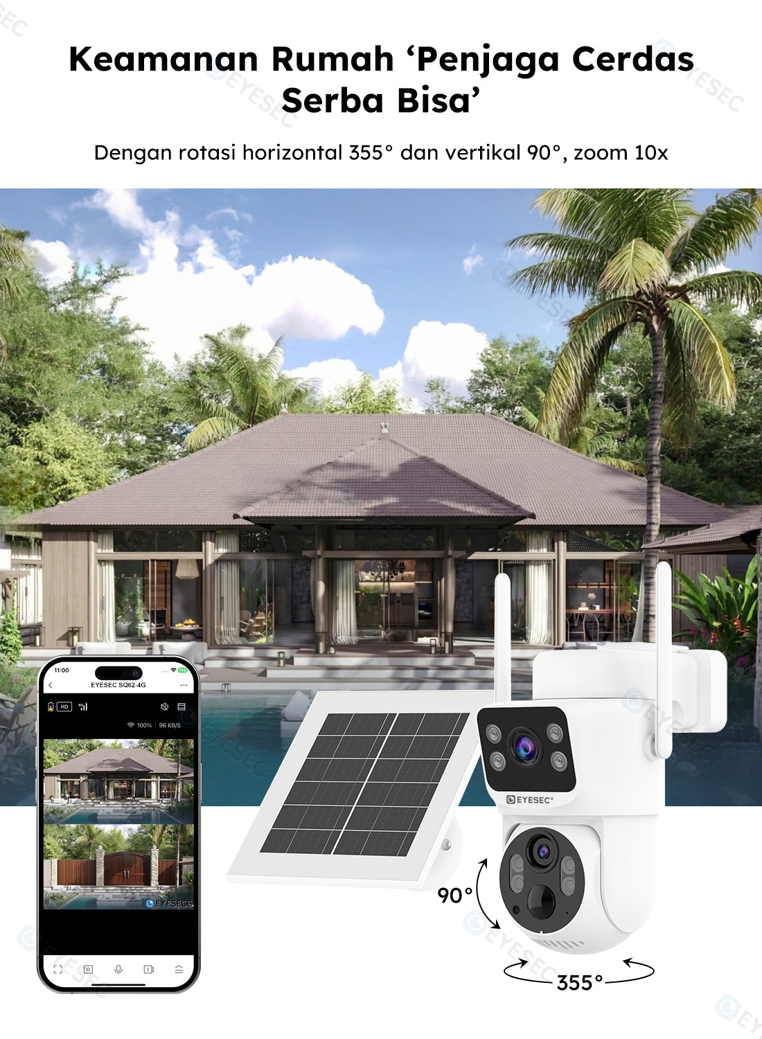 EYESEC ESQ62 Kamera Tenaga Surya Lensa Ganda