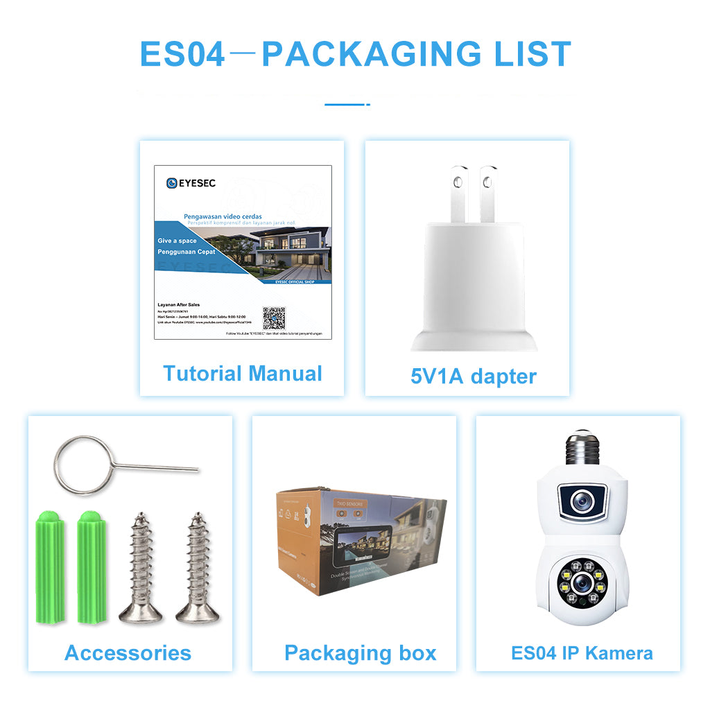 EYESEC ES04 Indoor E27 Bulb Dual Lens Camera