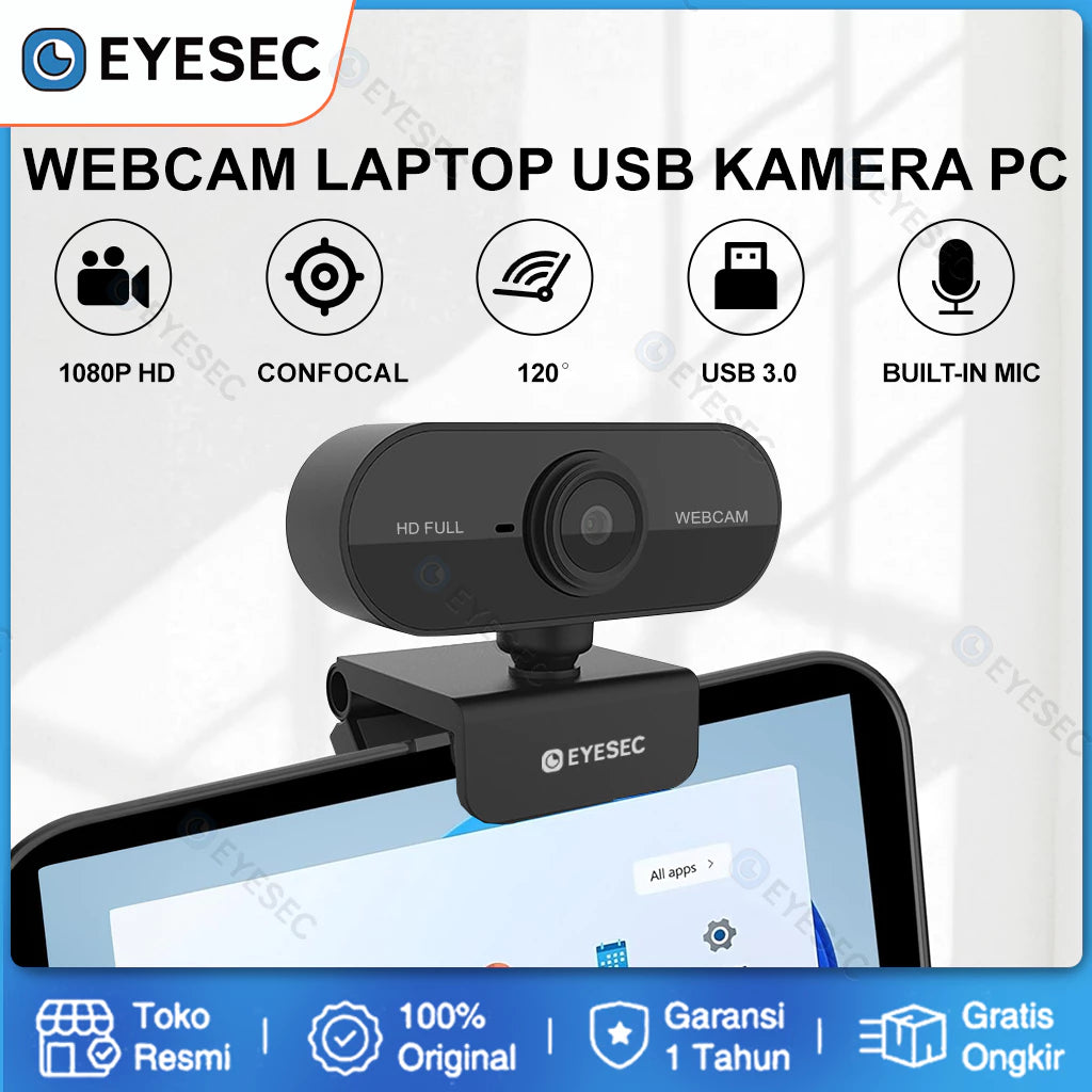 T2ES Webcam 1080P HD Auto Focus Wide Angle